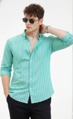 U TURN Men's Casual Printed Striped Stylish Latest Formal Plus Size Shirt for Men | Cotton Mix 220 GSM - Image 3