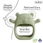 Nubokind Wrist-Fit Elephant Sensory Teething Toy for Babies 3-12 Months | Food-Grade Silicone No-Drop Teether | BPA-Free Activity Toy for 3-6 Months & 6-12 Months | Soft Infant Chew Toy (Beige) - Image 2