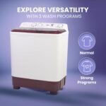 Haier 7 Kg 5 Star Semi Automatic Top Load Washing Machine with Anti Bacterial Cross Pulsator and Spray Function (HTW70-1187BTN, Anti Rat Mesh, Magic Filter, Castors, Burgundy) - Image 2
