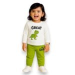 KiCO Kids Clothing Set Dinosaur Print Hosiery Cotton Sweatshirt and Pants Adjustable Rib 2 Months to 5 Years - Image 4