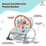 INFANTSO Baby Rocker & Bouncer for 0 to 2 Years (Blue), Portable Rocker for Newborn with Mosquito Net, Calming Vibrations, Soft Music & 3 Hanging Toys, 5-Point Safety Harness - Image 3