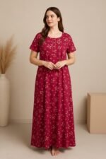 Bahumaan Pure Cotton Nighty for Woman | Floral Gown for Women Nightwear with Pocket | Cotton Nighty for Women Stylish | Maxi for Women Cotton - Image 3