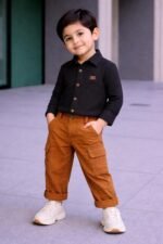 MENVY Boys Shirt Pant Set Cotton Casual Outfit for Kids 1-6 Years Stylish Dress with Cargo Pants - Image 4