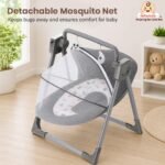 Infantso Automatic Baby Swing with 5 Point Safety Harness, Adjustable Swing for Baby 0-2 Years with Bluetooth & Remote Control, 5-Speeds, Mosquito Net, Soothing Music, Free Cushion (Grey) - Image 3