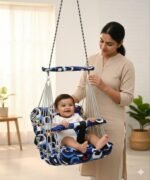 Cotton Baby Swing Jhula for Kids | Foldable & Washable Hanging Swing with Safety Belt | Soft Cotton Jhoola for Indoor & Outdoor Use | Baby Swing for Home & Garden (0?3 Years) - Image 2