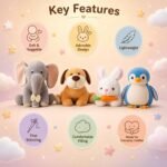 Pack of 4 Elegant Soft Toys Combo Set for Kids (Grey Appu, Rabbit, Dog & Penguin). - Image 5