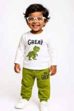 KiCO Kids Clothing Set Dinosaur Print Hosiery Cotton Sweatshirt and Pants Adjustable Rib 2 Months to 5 Years - Image 3