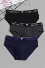 Van Heusen Men’s Cotton Briefs Pack of 3| Ribbed Cotton | Anti-Bacterial | Stay fresh | Sweat Absorbant | Moisture-Wicking | Long Lasting Colors |Breathable Combed Cotton for extra comfort | Soft Waistband | Soft Touch | Style 10004 - Image 3