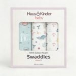haus & kinder 100% Cotton Muslin Swaddle Wrap for New Born Baby | Pack of 3 (100×100 cm) | Baby Blanket & Swaddles for Newborn | Oasis Collection - Image 2