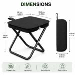 Folding Stool Portable Mini Outdoor Seat with Carry Bag - Lightweight Foldable Metal Frame Stool with Fabric Top, Compact Travel Chair for Camping, Fishing, Hiking and Home Use (Black) - Image 3