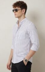 U TURN Men's Casual Printed Striped Stylish Latest Formal Plus Size Shirt for Men | Cotton Mix 220 GSM - Image 2