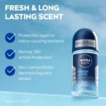 NIVEA MEN Fresh Active 50ml Deo Underarm Roll On | With Fresh Ocean Extracts Scent| 72 H Freshness| 0% Alcohol | Dermatologically Approved & Paraben Free Formula - Image 6
