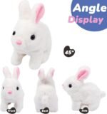 SHINETOY Hopping Rabbit Interactive Electronic Pet Plush Bunny Toy with Sounds and Movements Animated Walking Wiggle Ears Twitch Nose Gift for Toddlers Birthday, White, 7'' - Image 6