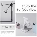 Ambrane Multipurpose Tabletop Mobile Stand | Adjustable Angle & Height| Universal Holder for iPhone, Samsung, OnePlus & All Smartphones | Portable, Anti-Skid | for Home, Office, Bed & Gifting (Black) - Image 5