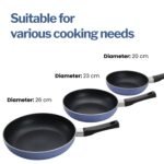 Hawkins Quik Gift Set of 3 Nonstick Frying Pans | Induction & Gas Compatible | Rivet-Less Design for Easy Cooking & Cleaning | Grey (IQFS) - Image 5