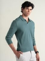 DAMENSCH Statement Popcorn Johnny Collar Full Sleeve Polo with Premium Cotton Blend, Popcorn Texture, Colours by High-IQ Dyes Heavy Weight Fabric T-Shirt for Men - Image 4