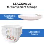 Larah by Borosil Silk Series Opalware Dinner Set | 19 Pieces for Family of 6 | Microwave & Dishwasher Safe | Bone-Ash Free | Crockery Set for Dining & Gifting | Plates & Bowls (Red Bud) - Image 8