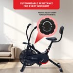 PowerMax Fitness BU-201 Dual Action Air Bike/Exercise Bike for Home |Gym Cycle for Workout With Adjustable Cushioned Seat | Non-Slip Pedals | Moving Handles Black Gym Bike, Max user weight 120 KG - Image 4