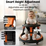 StarandDaisy Baby Walker for Babies, 6-18 Month Baby Boy & Girl, Adjustable Height Infant Learning Walker with 360° Wheels, Anti-Slip, Comfortable Padded Seat, Activity Tray, Foldable Toddler Walker (Orange-Black) - Image 8