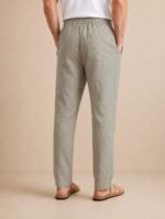 TAGDO Cotton Linen Pants for Man | Lightweight & Breathable Fabric | Elastic with Drawstring | Straight Fit & One Side Zip Pocket | Casual, Holidays, Travel & Everyday Wear (2076) - Image 4