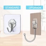 Heavy Duty Self Adhesive Wall Hooks | Waterproof PVC Sticky Hooks Stainless Steel Big Hooks for Home Storage Bathroom Kitchen | Silver Multipurpose 10KG Capacity (Golden Hook 10-pcs) - Image 6