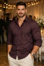 IndoPrimo Men's Cotton Shirt with Stylish Full Sleeves Spread Collared Neck Solid Pattern Western Style Classic Fit and Standard Length | Casual Shirt for Man - Image 3