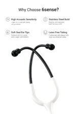 Knya 6sense Stethoscope for Doctors & Residents | Tunable Diaphragm | Dual-Head Chest Piece for Adult & Pediatric Use | Lightweight Stainless Steel | Latex-Free Tubing | Soft-Seal Ear Tips | Premium Gift Box | for Medical Students (White) - Image 2