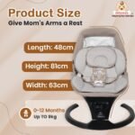 Infantso SLEEP EASE (2-in-1) Baby Swing Cradle / Rocker & Bouncer | Automatic Cradle, Electric Swing & Rocker, Cradle for New born, Automatic Swing / Rocker with Bluetooth Music, Remote, Safety Harness, Mosquito Net, Feeding Tray & Soft Cushion, Kids Rocking Chair with Hanging Toys- Cradle & Swing for 0-12 Months Weight upto 9 Kg - Image 7