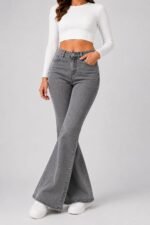 Women's High Waist Bell Bottom Jeans | Flared Wide Leg Stretchable Denim Pants | Stylish Casual, Party & Everyday Wear | Denim Pant Suits | Bootcut Fit Design - Image 3