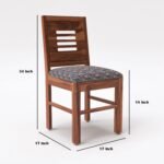 VK Furniture Sheesham Solid Wood 4 Seater Dining Table Set of Four with 4 Print Cushion Chairs for Dinner Hall Kitchen Living Room Home Office Restaurant |L45 X W30 X H30|Brown - Image 5