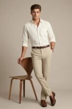 Peter England Men's Slim Fit Mid Rise Premium Formal Stretchable Knit Super Trouser | Comfort Lycra | 360-Degree Stretch - Image 5