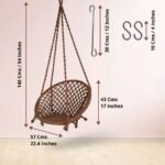 Curio Centre Make in India Round Cotton Rope Hanging Swing for Adults & Kids with Accessories/Swing Chair for Indoor,Outdoor,Home,Patio,Yard, Balcony,Garden (145 x 57 x 43 cm,100 kgs Capacity, Brown) - Image 2