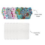 SuperBottoms BASIC Cloth Diapers for Babies l New Trimmer Version l Adjustable & Washable Cotton Diaper l Rash Free Reusable Diaper for New Born Baby l With a UltraThin Dry Pad l 3M - 3Y | 5-17kgs |5 Pack - Image 2