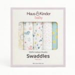 haus & kinder 100% Cotton Muslin Swaddle Wrap for New Born Baby | Pack of 5 (100×100 cm) | Baby Blanket & Swaddles for Newborn | Dream Safari Collection - Image 2