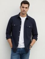 DEELMO Men’s Stylish Cotton Blend Casual Shirt || Full Sleeve Button-Down Shirt with Dual Flap Pockets || Comfortable Breathable Fabric || Perfect for Casual Office and Outing Wear - Image 3