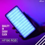 HIFFIN HF196 Portable Pocket RGB LED 12w Video Light with Adjustable Stand | 5000 MaH Inbuilt Battery | 20 Lighting Effect Modes Ultra Bright Camera Lighting with Soft Light and Honeycomb Frame - Image 2