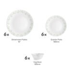CELLO Tropical Lagoon Dazzle Series Opalware Dinner Set of 18 Pieces For Family of 6 | Bone-Ash Free & Leadfree Opal Glass, Microwave & Dishwasher Safe Plates & Bowls Crockery Set For Dining & Gifting - Image 8