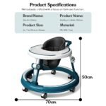 StarAndDaisy Baby Walkers 6-24 Month Boy & Girl / 360° Walker for Kids 1 Years with Multi Adjustable Height/Multi-Function Baby Walker with Anti-Rollover - (Blue) - Image 2