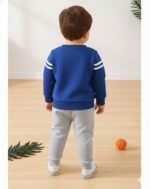 Boy's Cotton full Sleeves Printed Sweatshirt and Pant Set (BLUE & GRAY) - Image 3