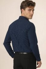 Peter England Men's Slim Fit Full Sleeve Striped Formal Shirt | Cotton Rich | Wonder Fabric | Pin Point Oxford - Image 3