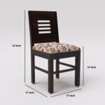 VK Furniture Sheesham Solid Wood 4 Seater Dining Table Set of Four with 4 Print Cushion Chairs for Dinner Hall Kitchen Living Room Home Office Restaurant |L45 X W30 X H30|Walnut - Image 5