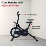 PowerMax Fitness BA-130 Air Bike Exercise Cycle for Home-Gym Workout with 1.5kg Fly Wheel, Non-Slip Pedals |Fixed Handle Gym Bike for Max User 120kg, Belt Drive, Adjustable seat-Black - Image 6