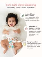 Superbottoms Basic Leakage-proof advanced cloth diapers for babies, High Absorbent 7 reusable diaper and 7 insert pad Combo Pack washable cloth diaper 3M -3Years Adjustable - Image 7