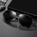 Black Jones Polarized Sunglasses | Full Rim Aviator Shape | 100% UV Protected Goggles | For Men & Women | Silver & Gun-Metal (Black) | Pack of 1 - Image 3