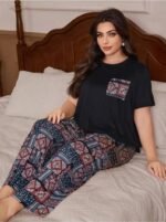 Celary Women’s Cotton Blend Printed Night Suit Set||Soft & Breathable Short Sleeve Top & Ethnic Print Pyjama Set||Also Available in Plus Size||Korean Night Suit||Comfortable Home Wear & Sleepwear - Image 4