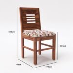 VK Furniture Sheesham Solid Wood 4 Seater Dining Table Set of Four with 4 Print Cushion Chairs for Dinner Hall Kitchen Living Room Home Office Restaurant |L45 X W30 X H30|Honey Natural Finish - Image 5