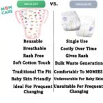 MOM CARE Nappies for New Born Baby | Soft Cotton Langot | Reusable Cloth Nappy Pack of 6 | Adjustable Tie Style | Double Layer Padded Design | XS White - Image 4