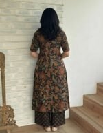 ANNI Designer Women's Viscose Blend Straight Printed Kurta with Palazzo | Elbow Length Sleeve Kurti Set | Close Neck with Back Slit | Soft Comfortable Fabric | 2 Piece Outfit - Image 2