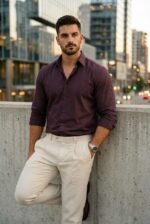 IndoPrimo Men's Cotton Shirt with Stylish Full Sleeves Spread Collared Neck Solid Pattern Western Style Classic Fit and Standard Length | Casual Shirt for Man - Image 5