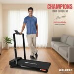 PowerMax Fitness Walkpad 3HP Compact Motorized Treadmill for Home-Office Use with Remote Control, Walking Pad for Max User 110Kg,Top Speed 10Km/H,1000X400Mm Running Deck,LED Display,iPad Holder,Black - Image 2